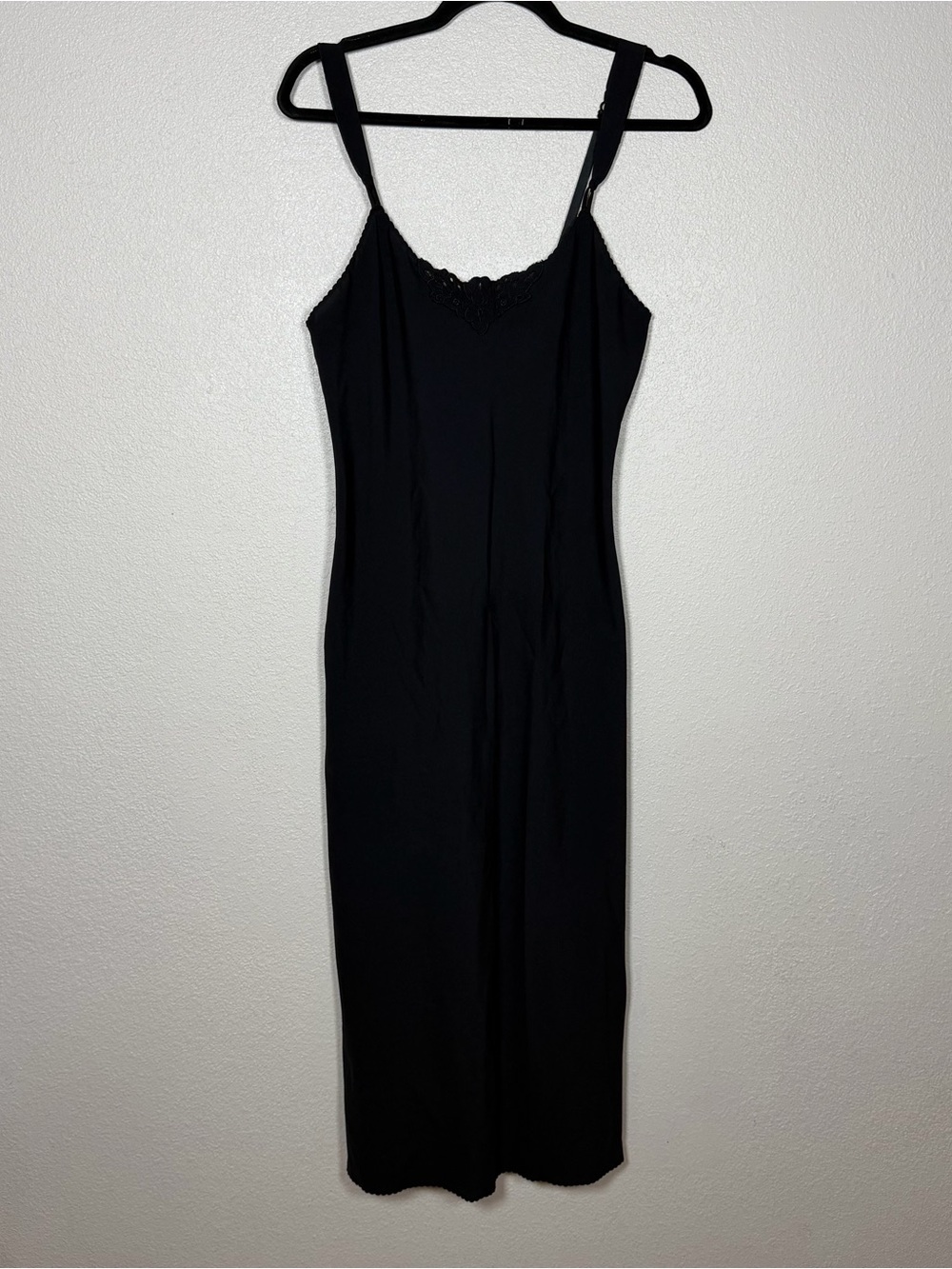 Vintage Vanity Fair S Black Full Slip Dress Midi Adjustable Coquette Whimsigoth
